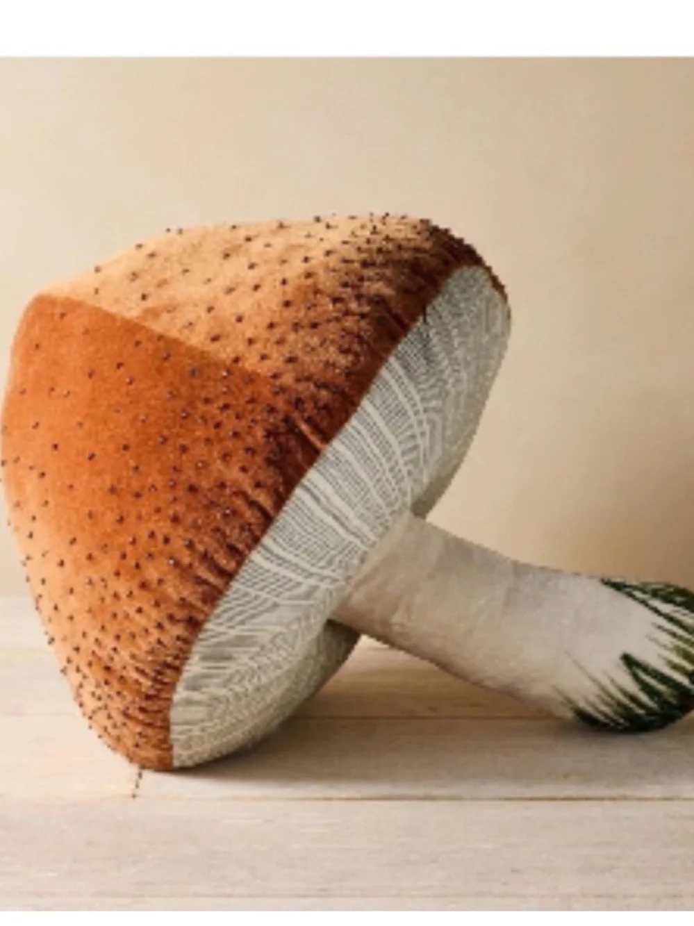 NWT Limited Edition John Derian Target Beaded Mushroom Plush Pillow Brown 17x14